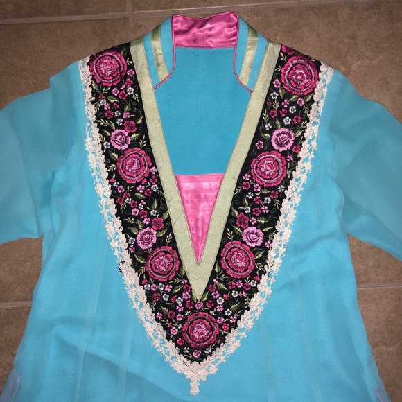 Salwar Kameez Other - Blue, pink, and black indian pakistani anarkali